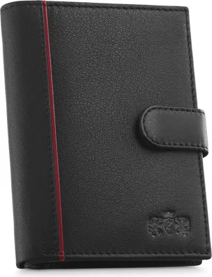 Produktbild von Zagatto Schwarz mit Rot Vertikale Leder-Geldbörse für Herren ZG-N4L-F16 RFID Schutz Kartenschutz Sicher Qualität Ledergeldbörse Geldbörse mit Münzfach