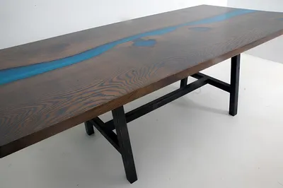 Produktbild von Epoxidharz Esstisch River Table Echtes Holz Massiv Tische 220x100 Flusstisch Neu