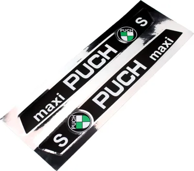 Produktbild von Set Aufkleber links + rechts 26cm x 2,7cm schwarz silber grün Mofa Puch Maxi-S