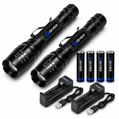 Produktbild von 2x LED Taschenlampe Lampe 1km Leuchtweite Militär Taktische USB Wiederaufladbar