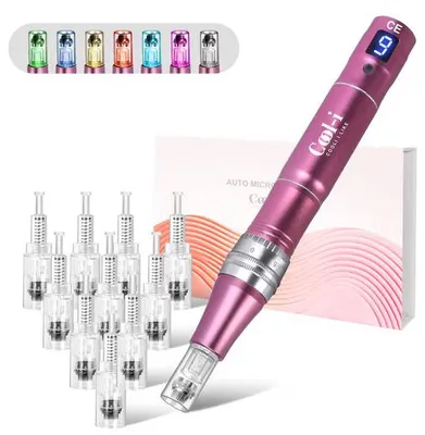 Produktbild von Cool-i® Mikromassage-Hautpflegegerät mit 7 LED-Farben, 9 Stufen, LCD & 12 Aufsätzen – Für kosmetische Gesichtspflege und ebenmäßigen Teint, Modell:V2