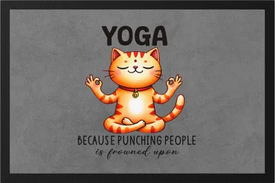 Produktbild von Yoga Because Punching People Is Frowned Upon Fußmatte Geschenkidee für Yoga-Fans und Katzenliebhaber