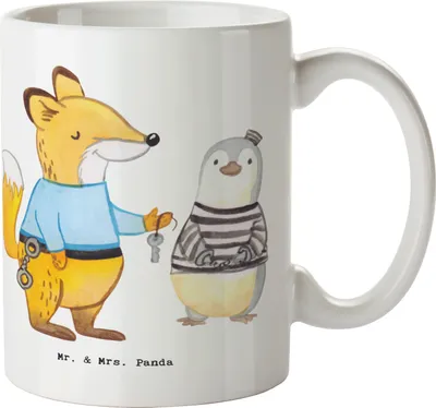 Produktbild von Mr. & Mrs. Panda Kaffeebecher Justizvollzugsbeamter Herz - Weiß - Geschenk, Gefängnis, Gefängniswärter, Tasse, Motivtasse, Teetasse, Kaffeetasse, Geschenktasse