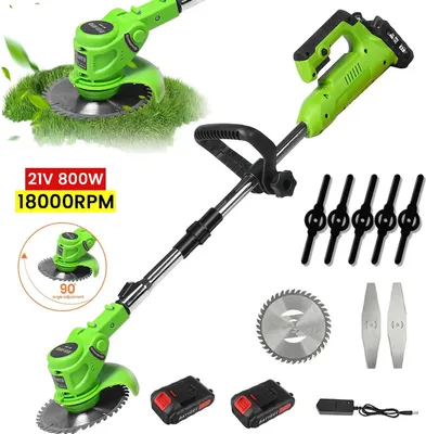 Image de Tondeuse à gazon électrique - 21V, sans fil - Autopropulsée - Tige télescopique - Hauteur de coupe réglable - 2 batteries incluses - Prise européenne