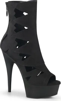 Zdjęcie produktu dla DELIGHT-1014 Pleaser damskie botki na wysokim obcasie z wycięciami czarny welur matowy