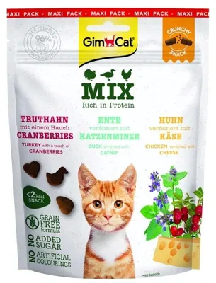 Produktbild von GIMCAT Crunchy Snacks Mix reich an Protein – Leckerli für Katzen – 140g