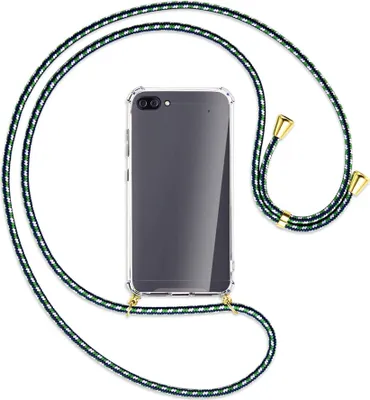 Produktbild von Handykette Backcover-Schutzhülle mit Band (Metall goldfarben) für Asus Zenfone 4 Max (Pro/Plus) - grün/blau/weiß