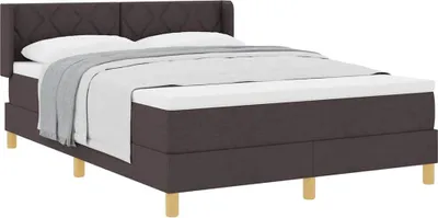 Zdjęcie produktu dla Łóżko sprężynowe z materacem ciemnobrązowe 140 x 200 cm tkanina