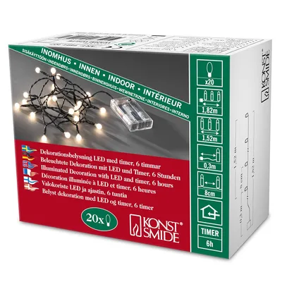 Produktbild von Konstsmide Light set cherry, Leichte Dekorationskette, Schwarz, Kunststoff, Polyvinylchlorid (PVC), IP20, 20 Glühbirne(n), LED