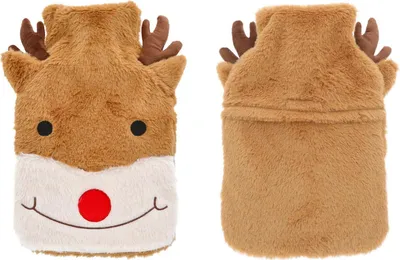 Produktbild von Wärmflasche Rentier 35cm mit Fell flauschig Rentiergesicht Winterzeit