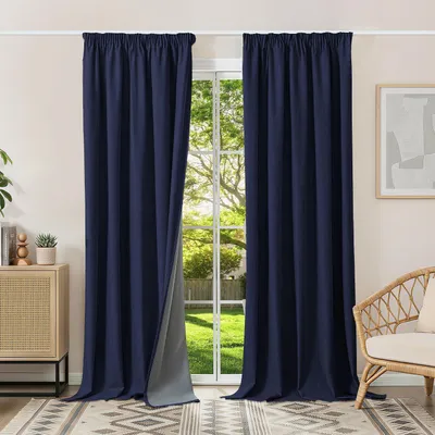 Produktbild von Set von 2 100% Verdunkelungsvorhänge in Jeansblau