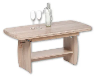 Zdjęcie produktu dla Stolik kawowy >Kirk< w kolorze dąb Sonoma wykonany z płyty wiórowej / MDF - 115x52x59 cm (szer. x wys. x gł.)