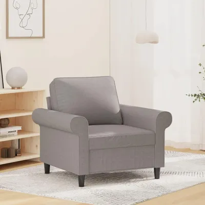 Produktbild von Hellgrauer Polstersessel aus Stoff, 60 cm breit, mit Metallrahmen für Wohnzimmer, Schlafzimmer und Büro