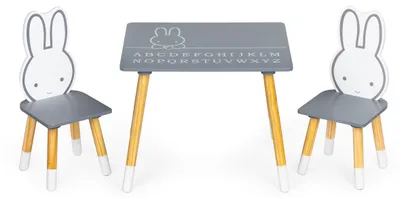 Obrázok produktu pre ECOTOYS detský set: stolík + 2 stoličky, skandinávsky štýl, s abecedou
