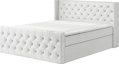 Produktbild von Boxspringbett BOKO 160x200 mit 2 Bettkästen, Bonell-Matratze und Topper. Dekorative Stifte an den Seiten der Kopfstütze. Bett Komplett-Set mit Matratze,Bettkasten & Kopfteil. Stoff Eko Cayenne. Elegantes Bett mit massives Kopfteil.