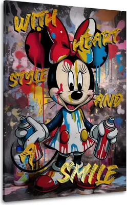 Produktbild von Pop Art Minnie Style mit Graffiti und bunten Farben Wandbild Wanddeko: 80x120x2cm