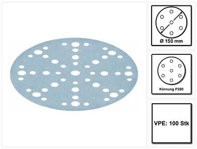 Produktbild von Festool STF D150/48 Schleifscheiben Granat P280 150 mm 100 Stk. ( 575169 ) für RO 150, ES 150, ETS 150, ETS EC 150, LEX 150, WTS 150, HSK-D 150