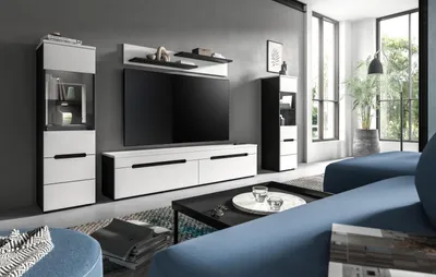 Produktbild von Wohnzimmer-Set >Canu< in Basalt Grau / Weiß - 272x141x33cm (BxHxT)