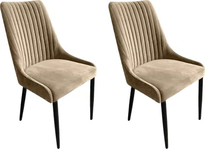 Produktbild von Meble Ares 2er Set Esszimmerstühle MASSIMO - ‎48 x 52 x 100 cm Esstisch Stühle - Stühle Esszimmer - Buchenholz, Samt ‎Creme - Metall