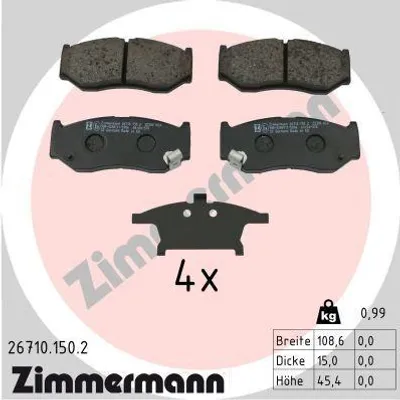 Produktbild von ZIMMERMANN Bremsbeläge Satz Vorne Bremsklötze für SUZUKI SWIFT V (AZ) 26710.150.2