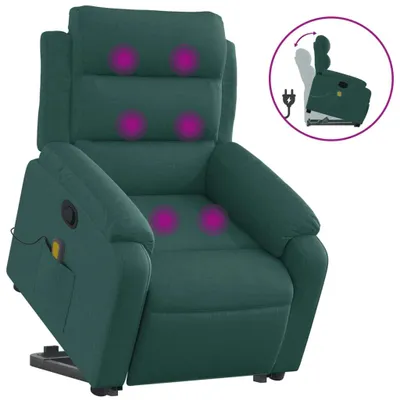 Immagine prodotto di vidaXL Poltrona per massaggi con ausilio per l'assistenza in piedi in tessuto verde scuro