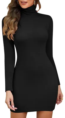 Productafbeelding van Solidchoice - Dames Turtleneck Gebreide Jurk met Lange Mouwen voor de Winter