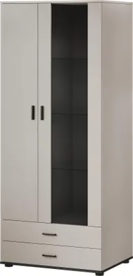 Produktbild von Furniture24 Vitrine Soho S6 Vitrinenschrank Standvitrine Stauraumvitrine Glasvitrine Schrank Wohnzimmerschrank Kaschmir