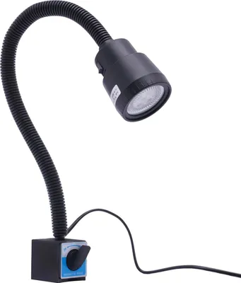 Zdjęcie produktu dla Lampa LED do maszyn 5 W – lampa robocza do tokarki – podstawa magnetyczna – elastyczny szyjka łabędzia – 110–220 V – 6500 K – 500–600 lm – IP50 – czarna