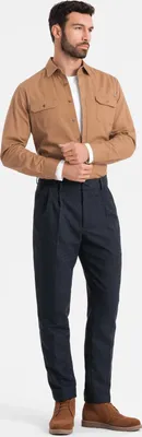 Productafbeelding van Ombre Clothing: Herenoverhemd met lange mouwen, kleur: kameelbruin (Siveril)