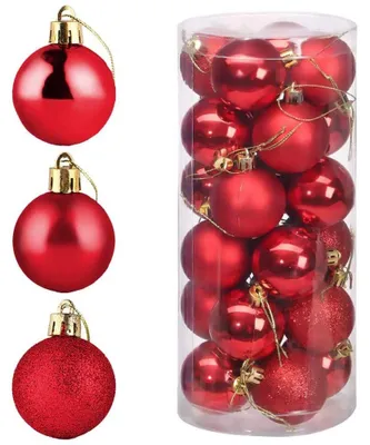 Weihnachtskugeln 24 Stück 4 cm rot für Baum Dekoration