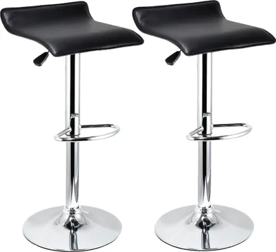 Image de lot de 2 tabourets de bar en similicuir tabouret de comptoir stylé réglable en hauteur noir