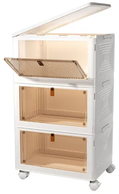 Aufbewahrungsbox 66L mit Deckel, 3 Ebenen, stapelbar, faltbar