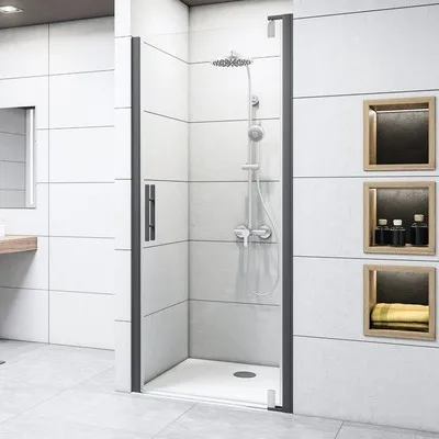 Produktbild von BREUER Drehtür in Nische EUROPA Design 100 x 200 cm Anschlag rechts Klarglas Profilfarbe schwarz