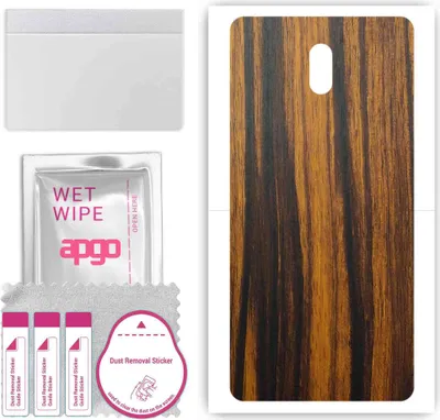 Produktbild von apgo Rückseite Schutzfolie, Skin, kompatibel mit Nokia 3.1, Hinten Displayschutzfolie aus Vinylfolie, kratzfest, einfache Montage - Tigerwood