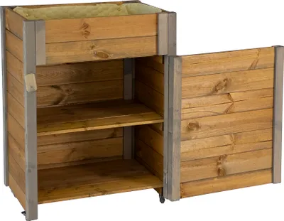 Produktbild von dobar Rollbarer Gartenschrank mit Pflanzkasten inkl. Schafswolle, Gr. L, 60x40x80 cm