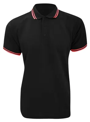 Obrázok produktu pre Pánske polo tričko Kustom Kit Tipped s krátkym rukávom FK444 (S) (čierne/červené)