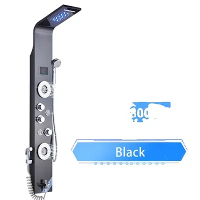 Produktbild von LED Duschpaneel, Regendusche, SPA-Massagestrahl, Schwarz 8006