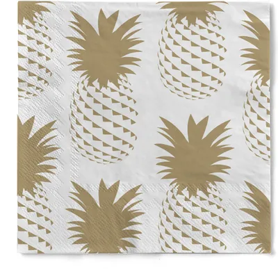 Produktbild von HAPPY PAPER Serviette "Pinas" (Ananas) in Gold aus Tissue 33 x 33 cm, 20 Stück