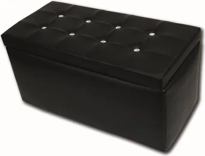 Produktbild von Aufbewahrungshocker aus Kunstleder, Farbe schwarz, Maße 90 x 45 x 45 cm
