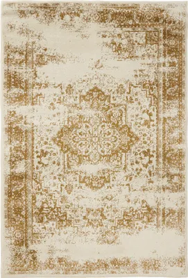 Image de benuta tapis vintage salon Suki Crème/Jaune 200x300 cm tapis de salon chambre doux oriental rectangulaire