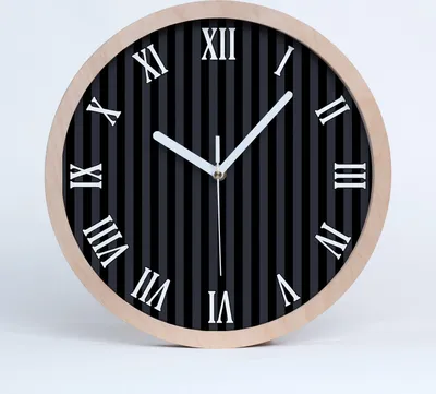 Produktbild von Holzuhr 20fi cm wanduhr - weiße Spitzen - schwarze und graue Streifen