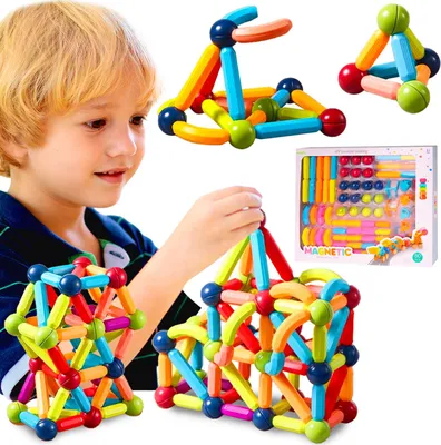 Obrázok produktu pre Malplay Magnetické bloky Puzzle 3D Vzdelávacie puzzle 80 dielikov Darček pre deti od 3 rokov