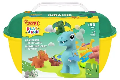 Produktbild von JOVI Play&Fun Natürliche Knete im Koffer Jurassic – Set mit Zubehör