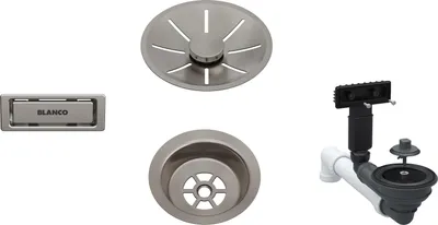 Produktbild von Blanco Ablaufgarnitur-Set, InFino ohne Ablauffernbedienung, satin platinum, 207425