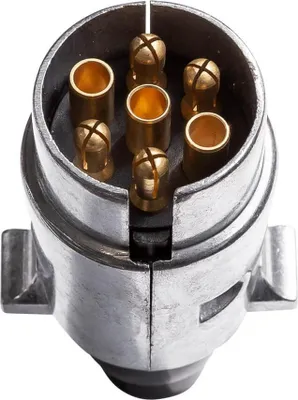 Produktbild von KAMAR 7 poliger Anhaengerstecker Metall 12 V Schraubanschluss rostfreie Metallstifte universal fuer Anhaenger und Trailer Typ