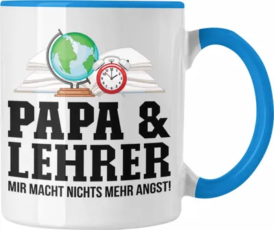 Produktbild von Trendation - Papa und Lehrer Tasse Geschenkidee Vater für Lehrer Geburtstag Vatertag Spruch Geschenkidee (Blau)