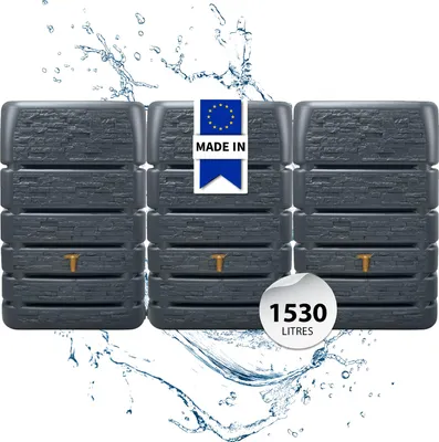 Image de 4rain SLIM STONE DÉCOR Réservoir Mural Ensemble 1530 L, gris graphite 3 x SLIM STONE DÉCOR 510 L, incl. connecteur