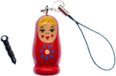 Productafbeelding van Matroschka Babushka mobiele telefoonhanger hanger - 32mm - Hout - I hanger mobiele telefoon sieraden sleutelhanger