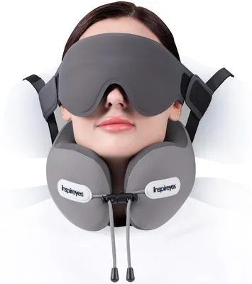 Imagen del producto de Almohada de viaje con antifaz 3D y doble soporte para el cuello