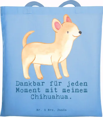 Produktbild von Mr. & Mrs. Panda Einkaufstasche Chihuahua Moment - Sky Blue - Geschenk, Jutebeutel, Tote Bag, Beutel, Tasche, Laptoptasche, Schultasche